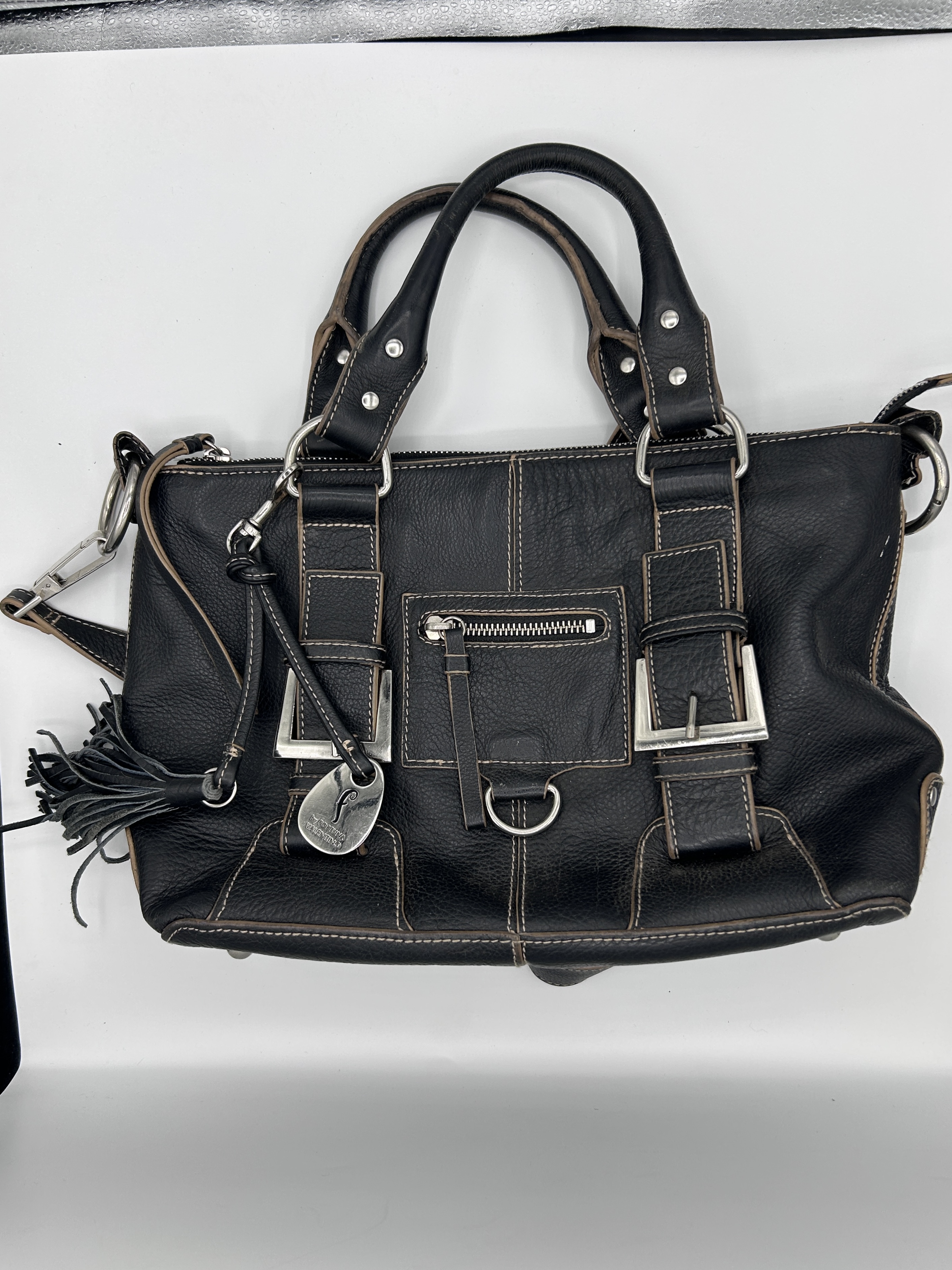 Fortuna Valentino black leather tote