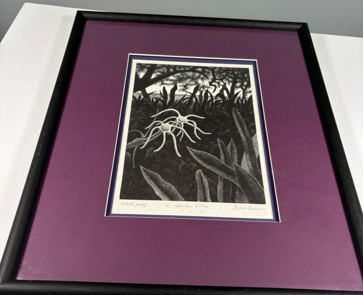 Signed artist Proof David Bruner Spider Lilies
