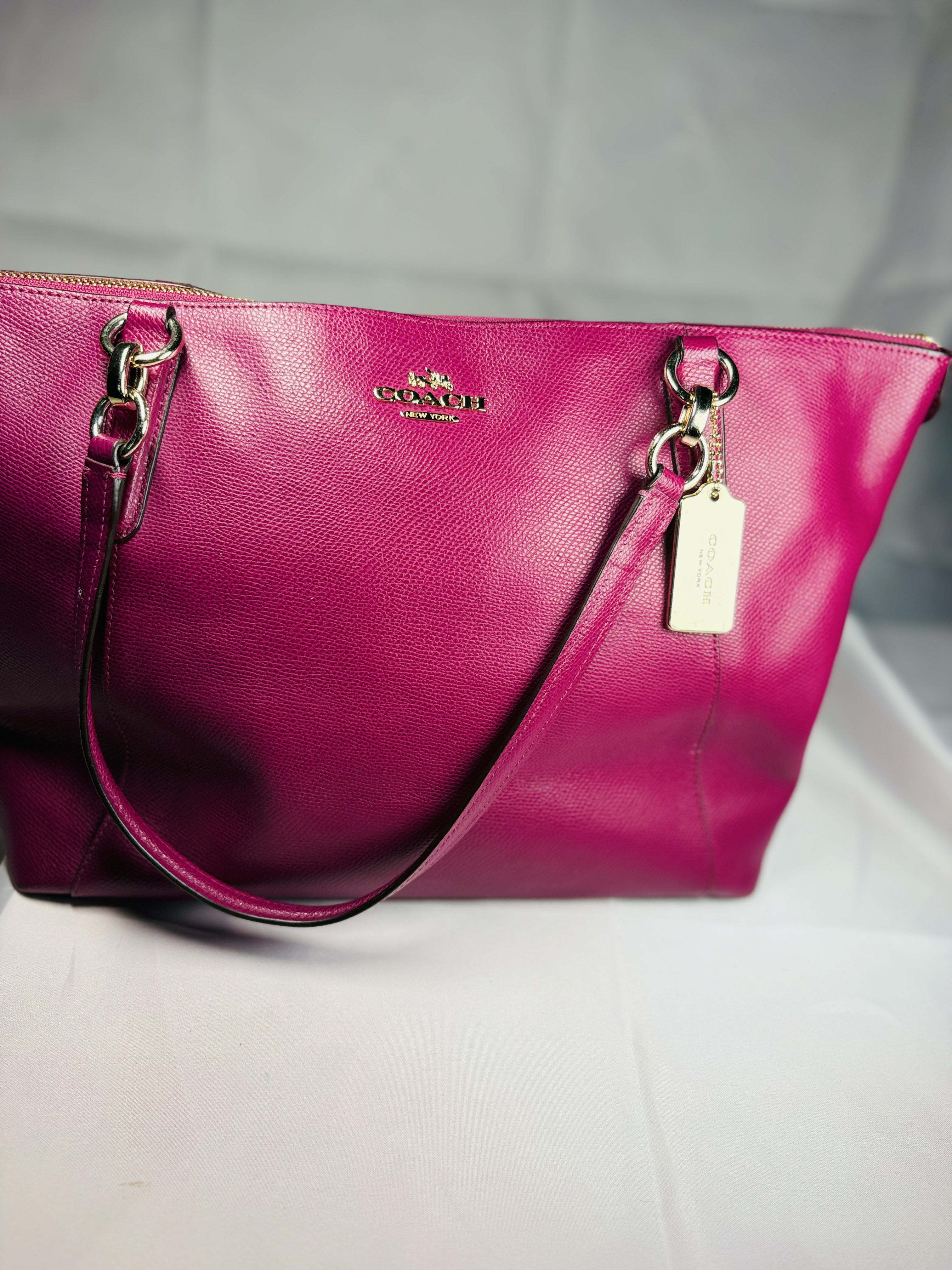 Coach Magenta Leather Ava Tote Bag