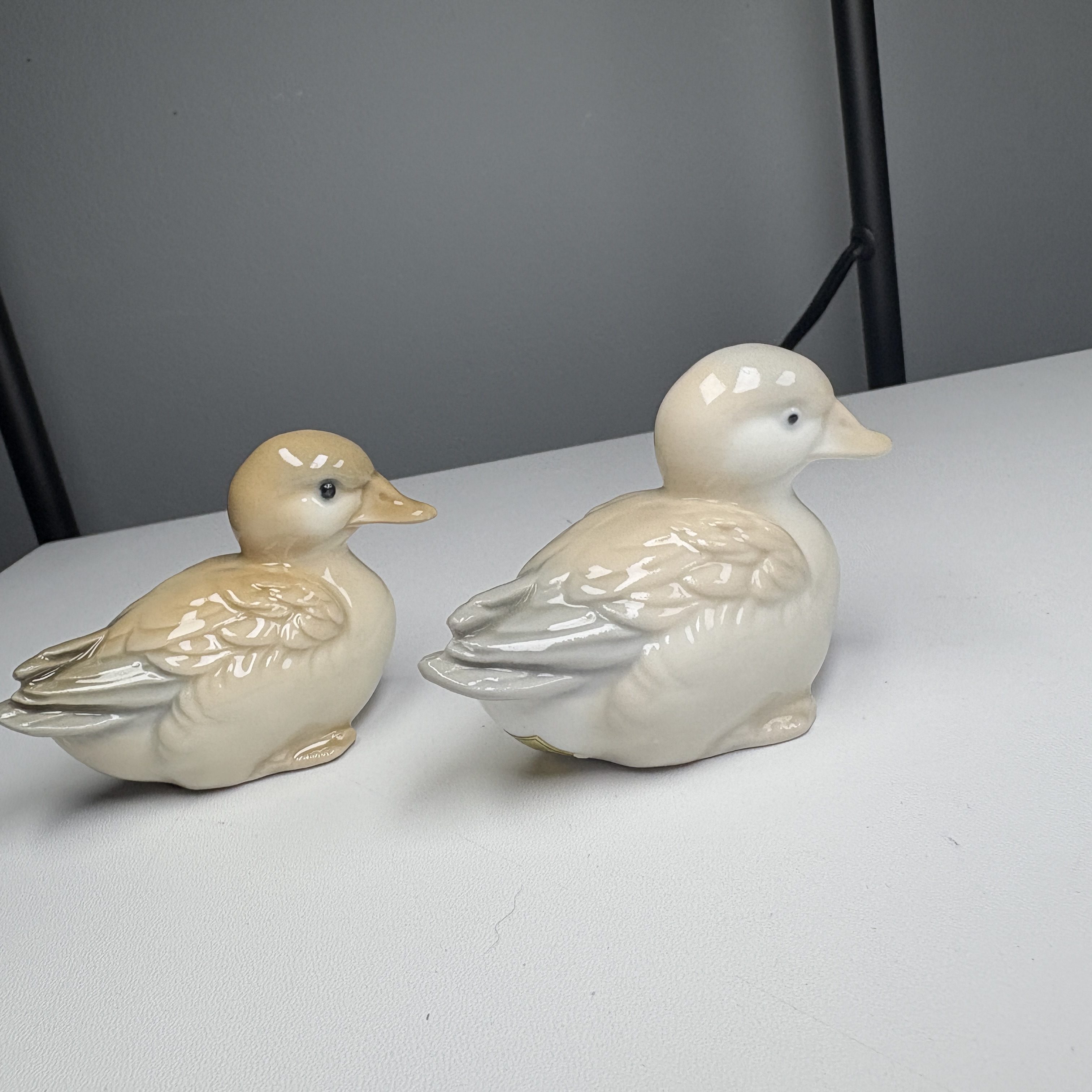 Homco Vintage Brown Porcelain Duck Figurines Glazed Collectible Set of 2