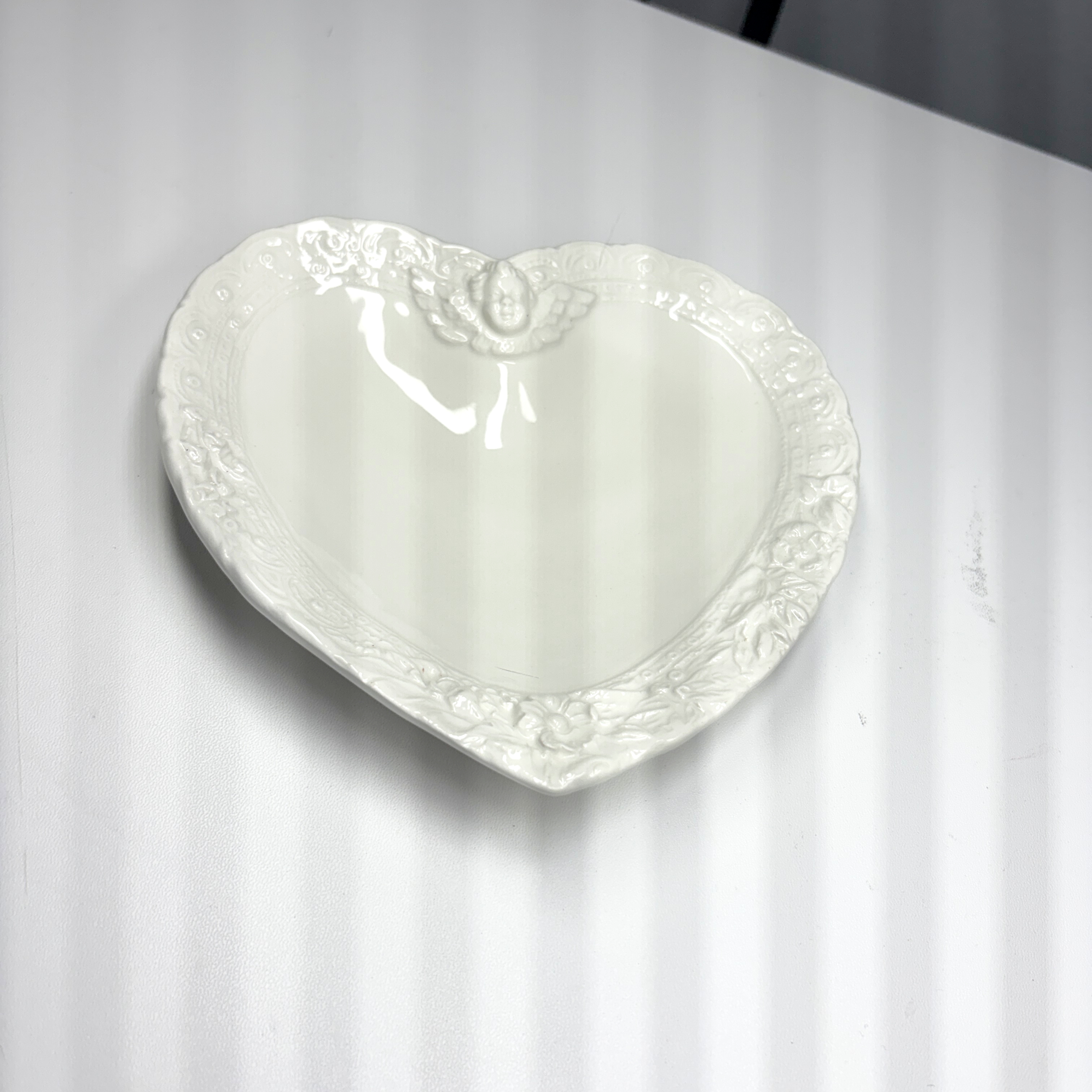 White Heart Shaped Trinket Tray
