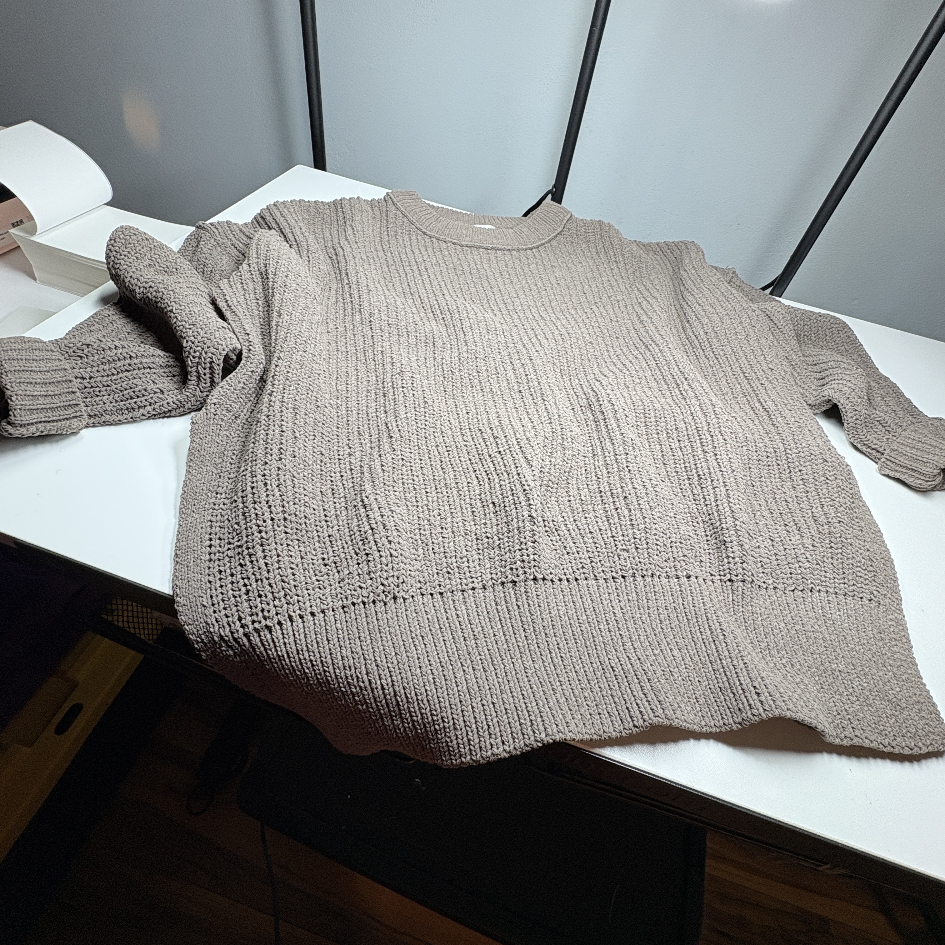 Aerie Womens Oversized XS Taupe Brown Chunky Knit Sweater Fall Cozy