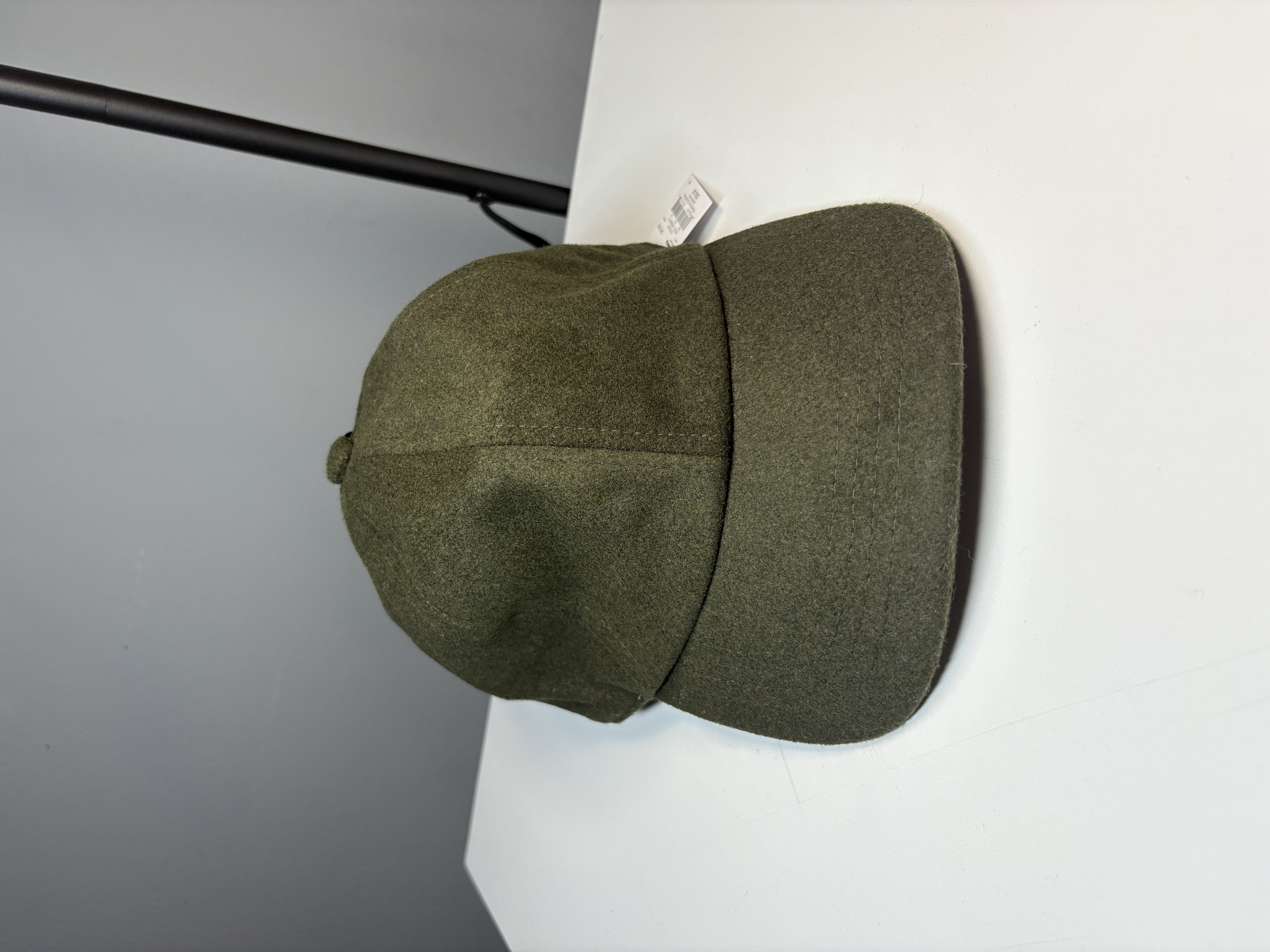 Olive Green Wool Blend Baseball Cap Adjustabl
