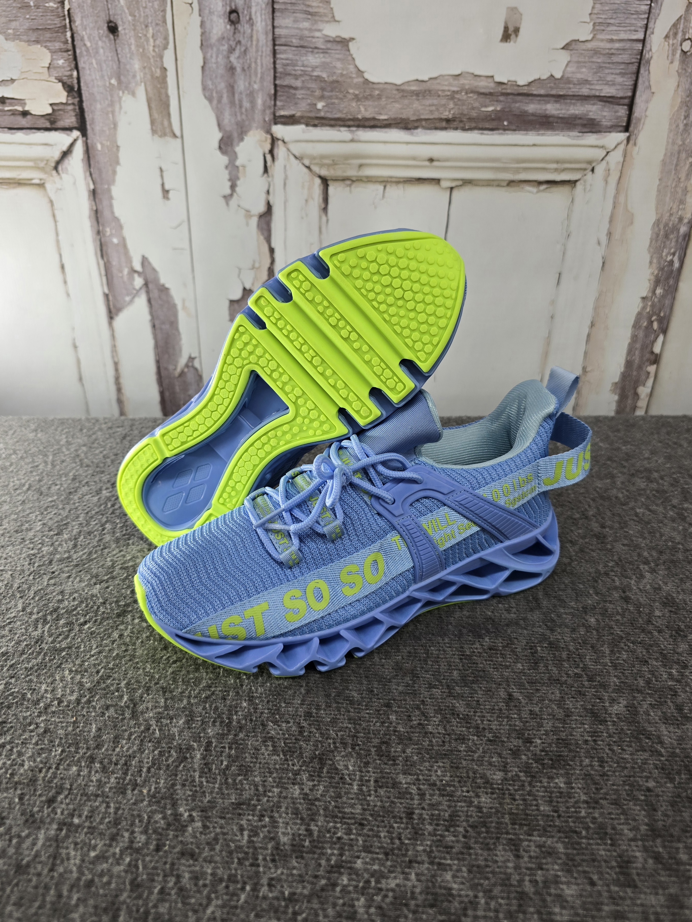 Blue/Neon Green "Just So So" Fashion Sneakers