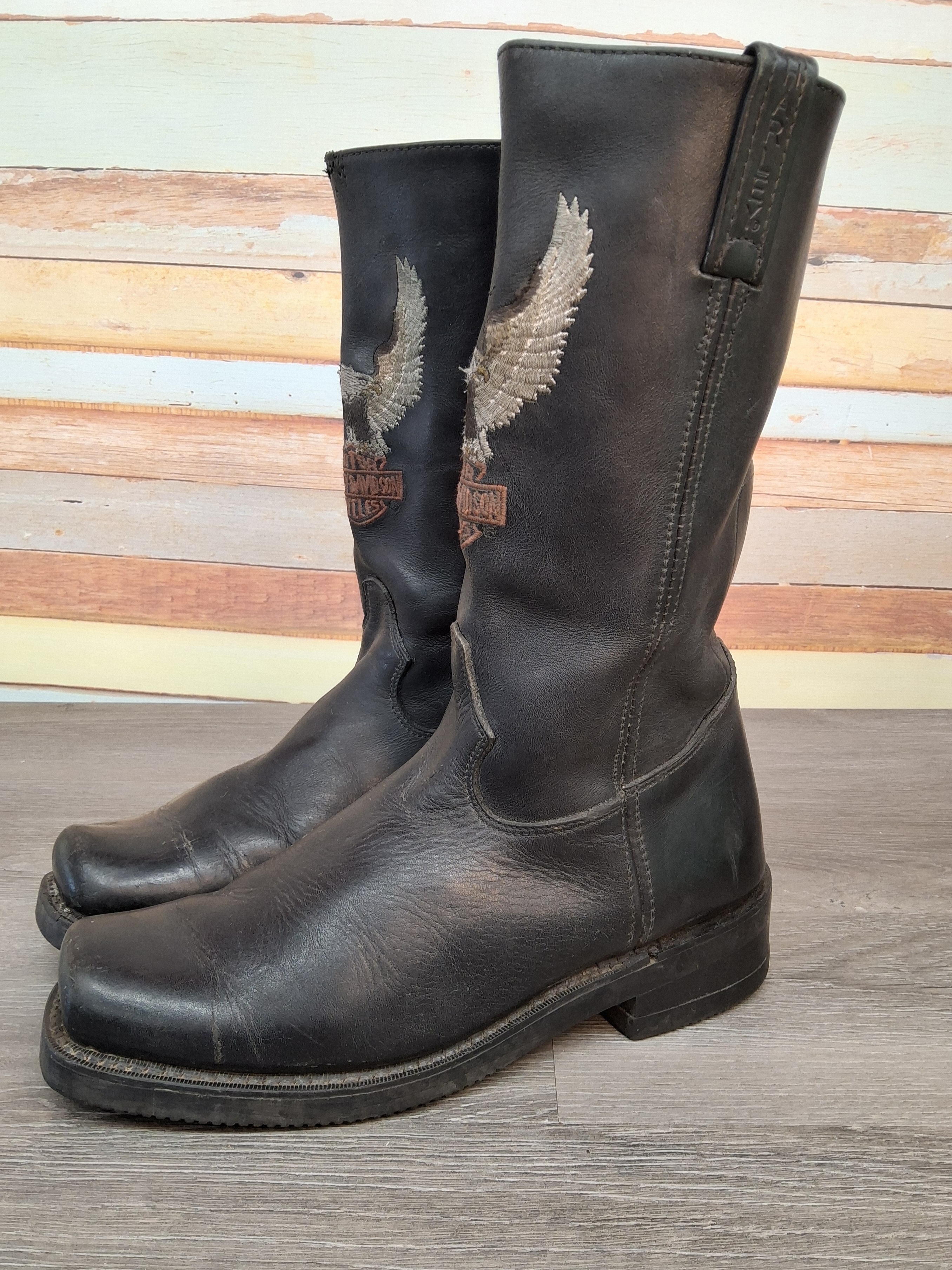 Harley-Davidson Black Leather Eagle Harness Boots Men’s 9.5