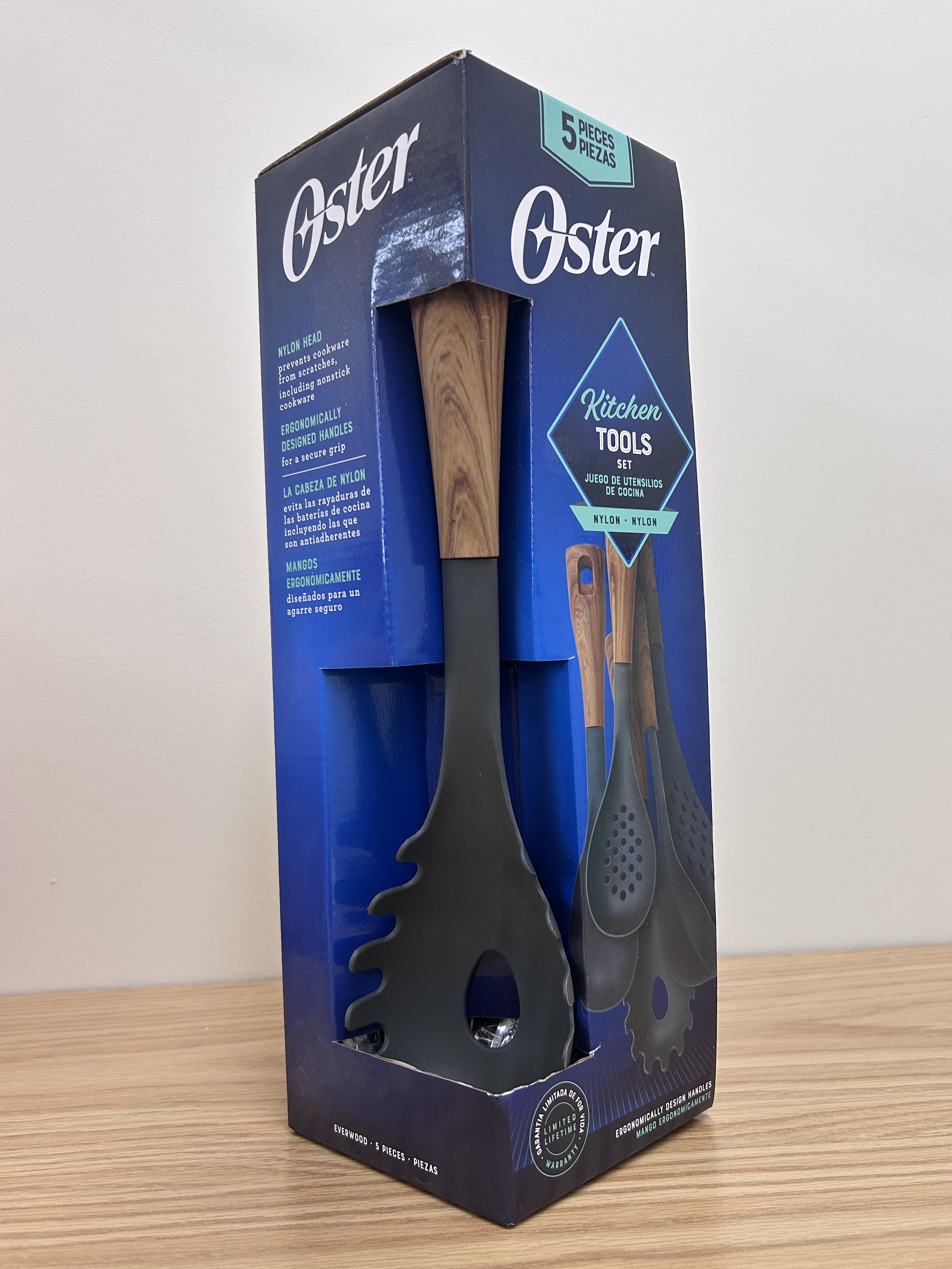 Oster Everwood 5 Piece Kitchen Tools Utensil Set