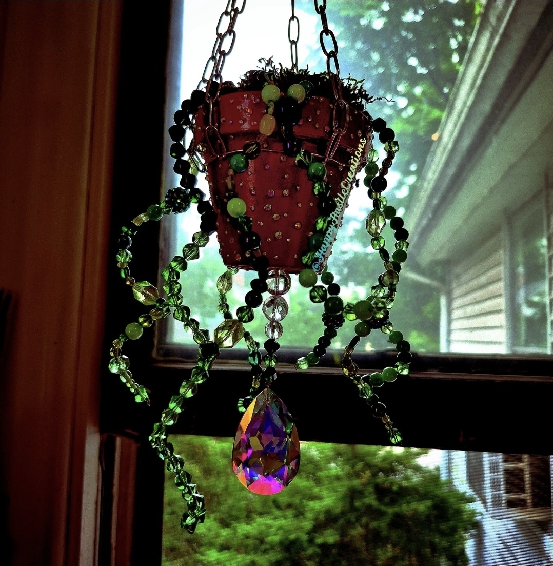 Handmade plant beaded suncatcher