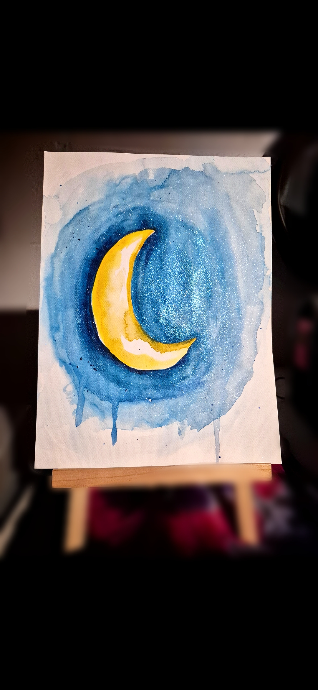 "Lunitity" Glitter Watercolor Painting Original art 🎨