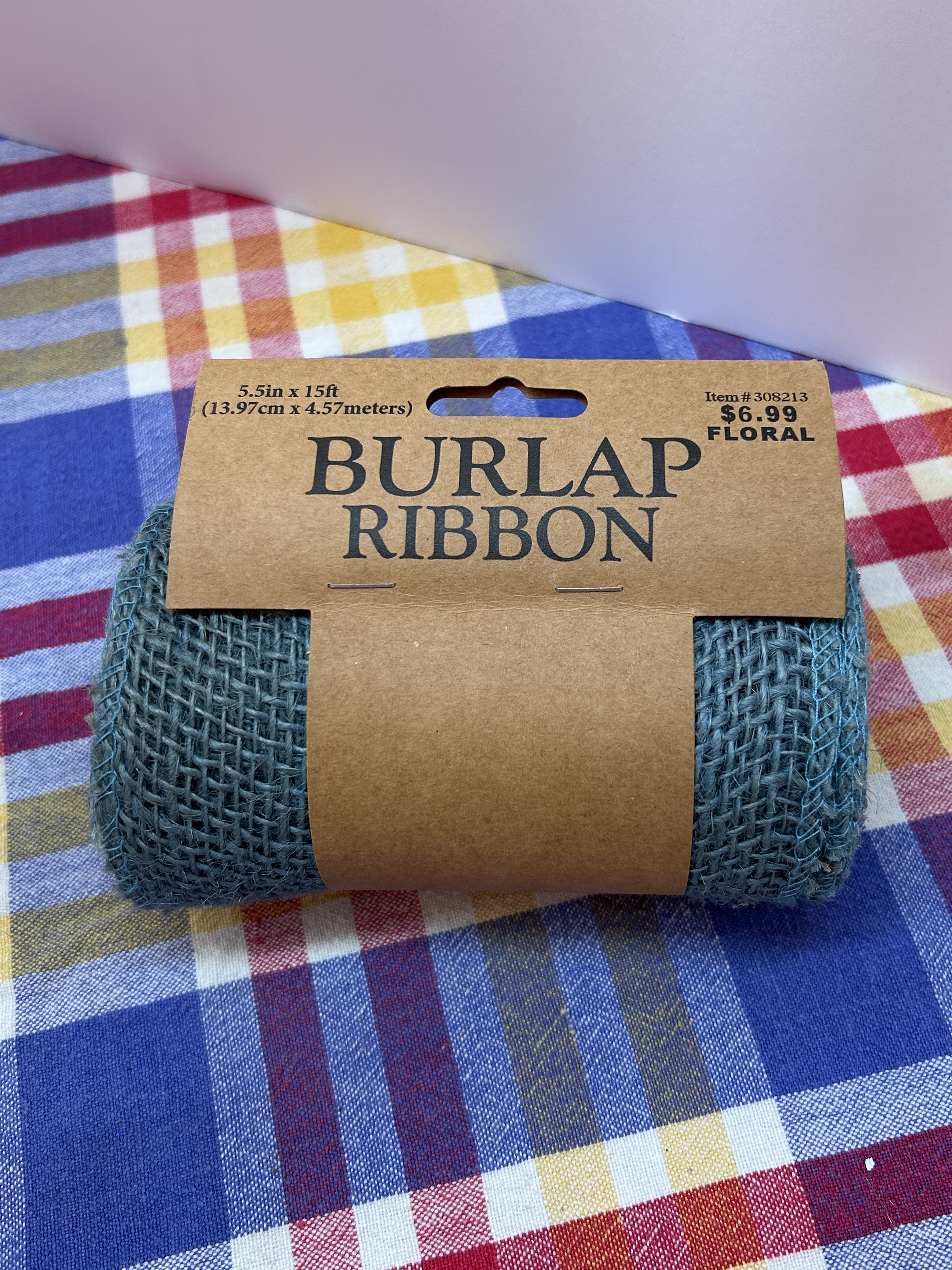 Teal Burlap Ribbon from Hobby Lobby