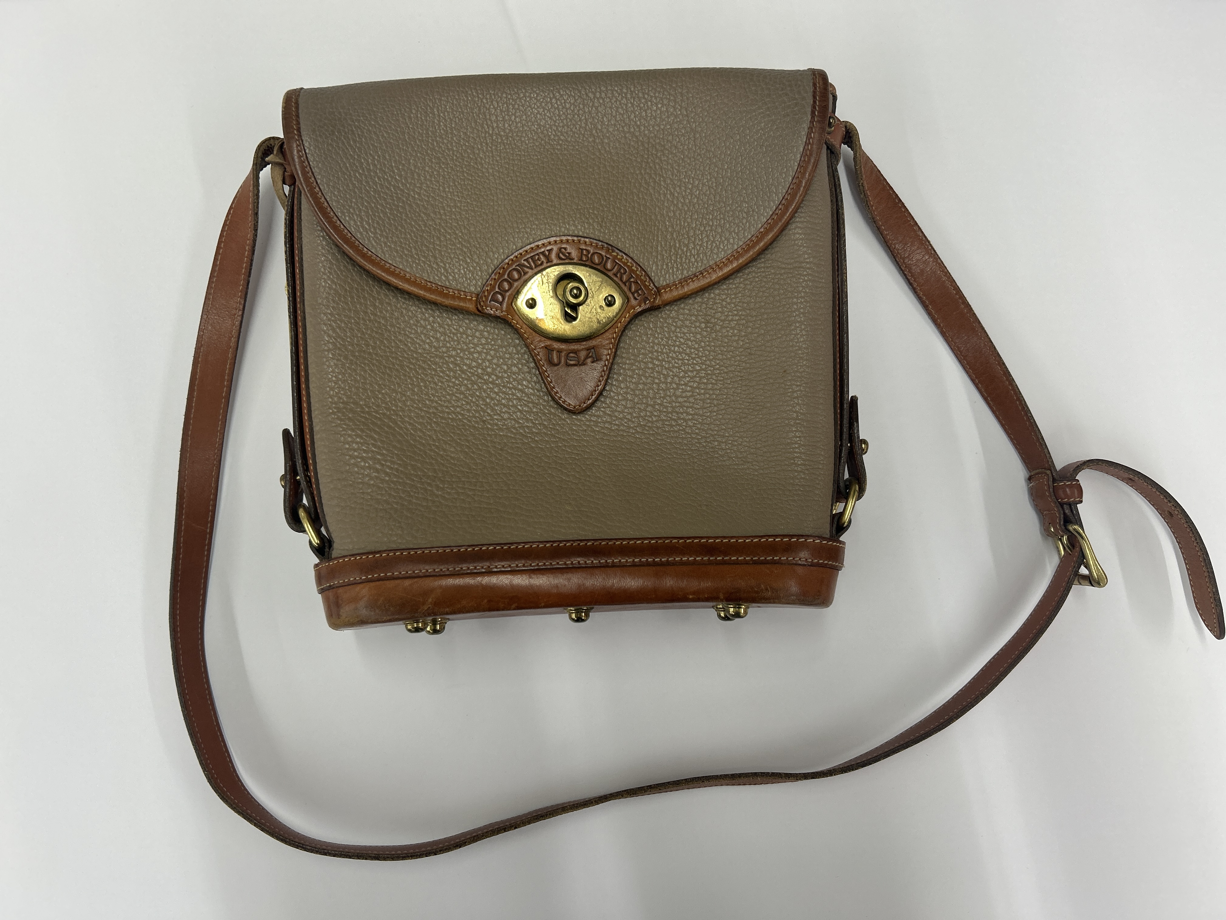 Dooney & Bourke Taupe British Brown Leather Crossbody Bag