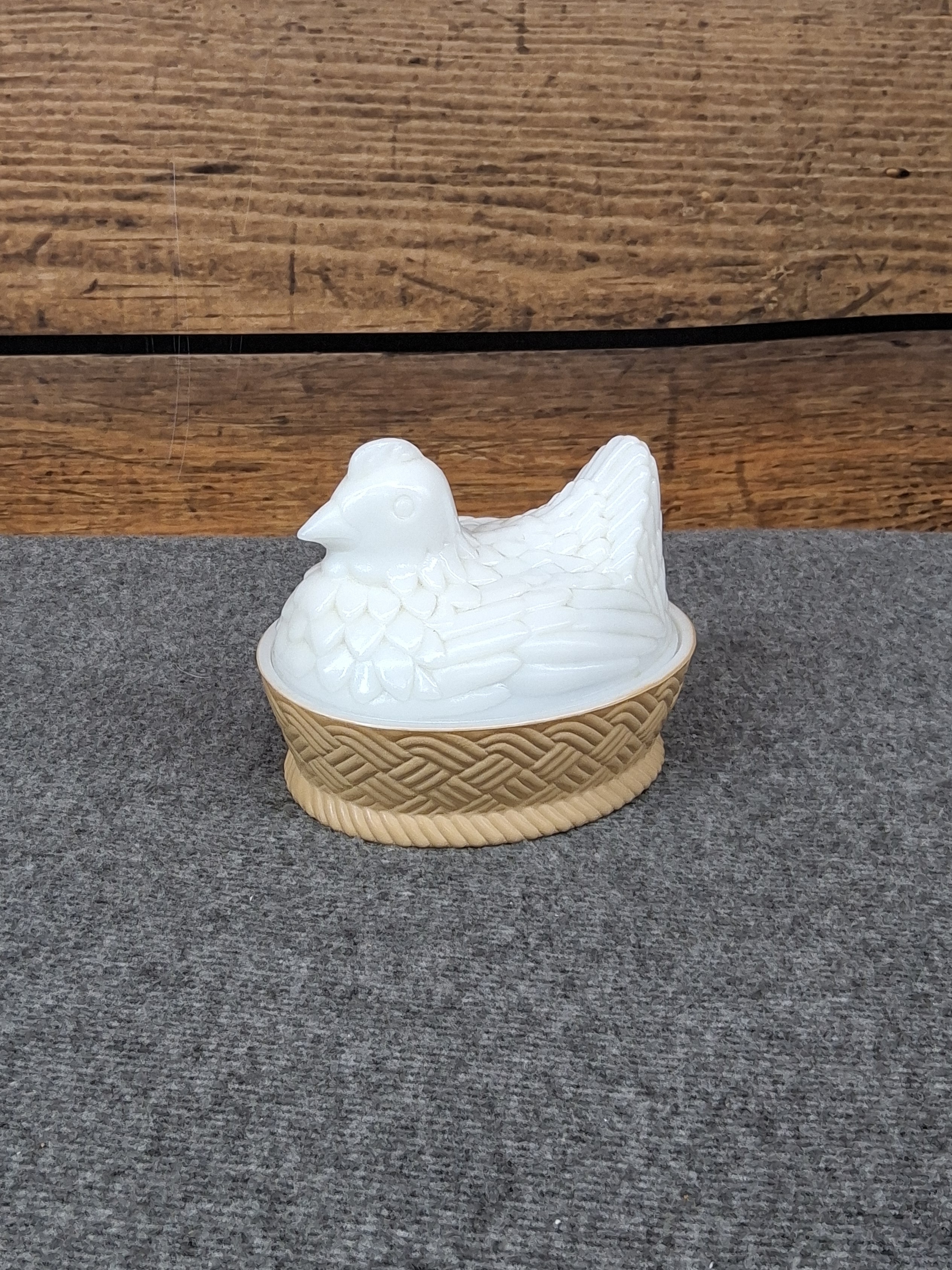 Avon White Milk Glass Hen on Nest Dish